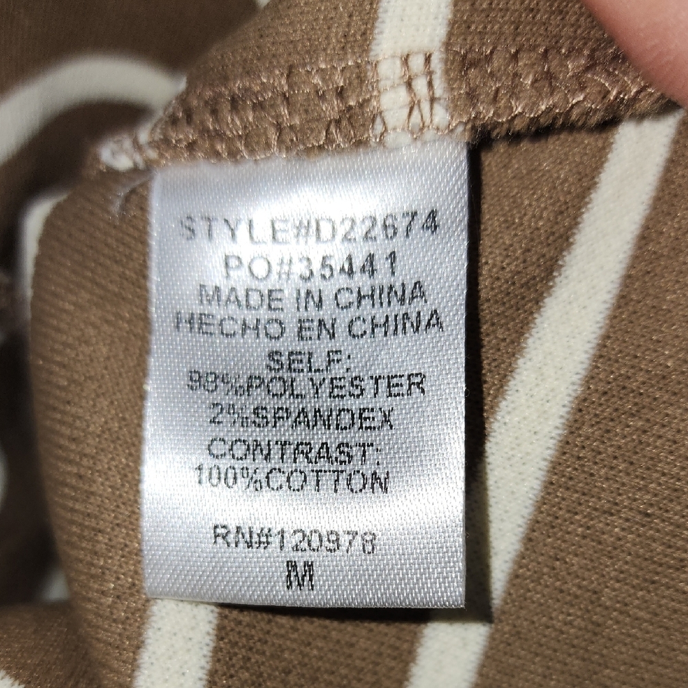 NWOT Entro Tan and White Striped Dress Sz M - Picture 6 of 7